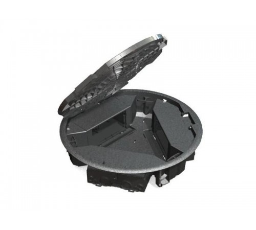 Simon Connect Люк в пол с горизонт.подключ.потребителей на 3 S-модуля, круглый, глубина 69мм, серый  SF300C-1  Simon