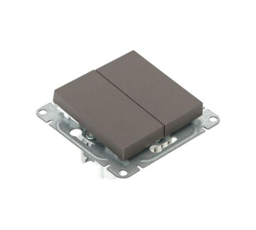 Механизм выключателя, двухклавишный, проходной, мокко Эпика  UP1-SWM-21 EKF