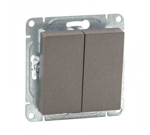 Механизм выключателя, двухклавишный, проходной, мокко Эпика  UP1-SWM-21 EKF