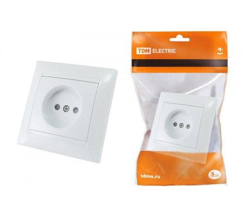 Розетка 2П 10А 250В с защ. шт. белая "Лама"   SQ1815-0010  TDM