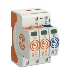 Устройства защиты от импульсных перенапряжений УЗИП для силовых сетей 2+NPE (Класс II), 150 В (V20-2+NPE-150)  5095232  OBO Bettermann