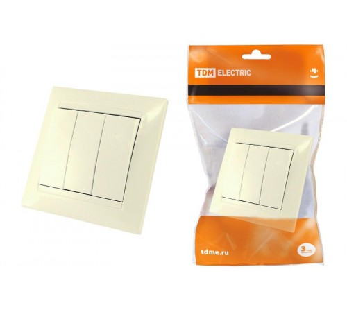 Выключатель 3-х кл. 10А сл. кость "Лама"   SQ1815-0103  TDM