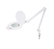 Лупа на струбцине , круглая, 5D, с подсветкой 96 LED, теплый и холодный свет, белая  31-0535  REXANT