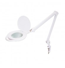 Лупа на струбцине , круглая, 5D, с подсветкой 96 LED, теплый и холодный свет, белая  31-0535  REXANT