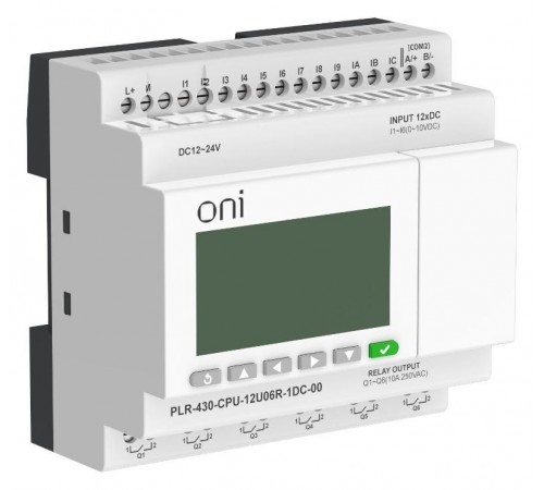 ПЛК 430 Модуль ЦПУ 6 DI 6 UI 6 RO 24В DC с экраном  PLR-430-CPU-12U06R-1DC-00  ONI