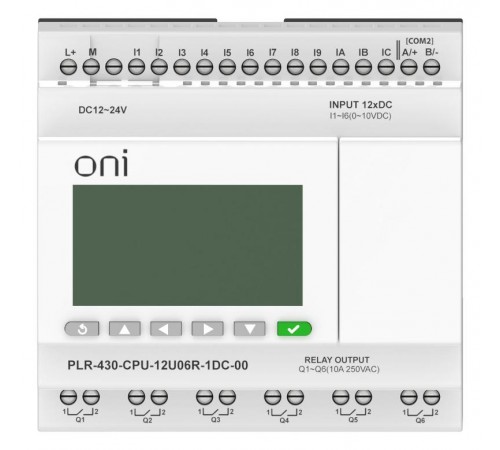 ПЛК 430 Модуль ЦПУ 6 DI 6 UI 6 RO 24В DC с экраном  PLR-430-CPU-12U06R-1DC-00  ONI