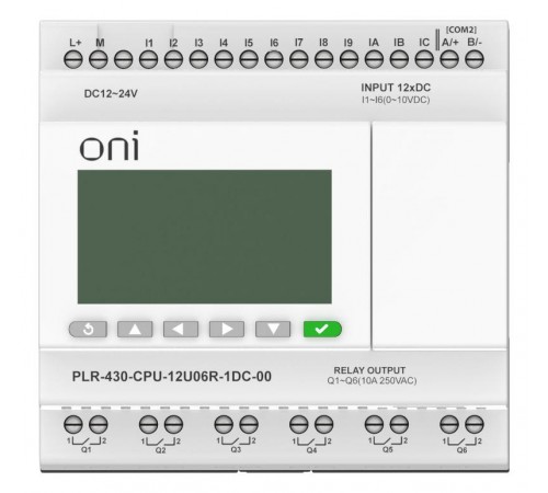 ПЛК 430 Модуль ЦПУ 6 DI 6 UI 6 RO 24В DC с экраном  PLR-430-CPU-12U06R-1DC-00  ONI