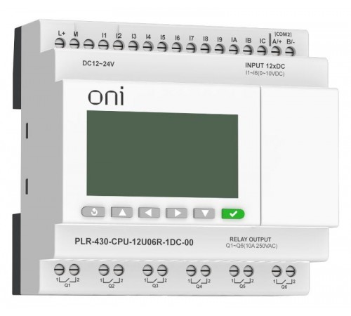 ПЛК 430 Модуль ЦПУ 6 DI 6 UI 6 RO 24В DC с экраном  PLR-430-CPU-12U06R-1DC-00  ONI