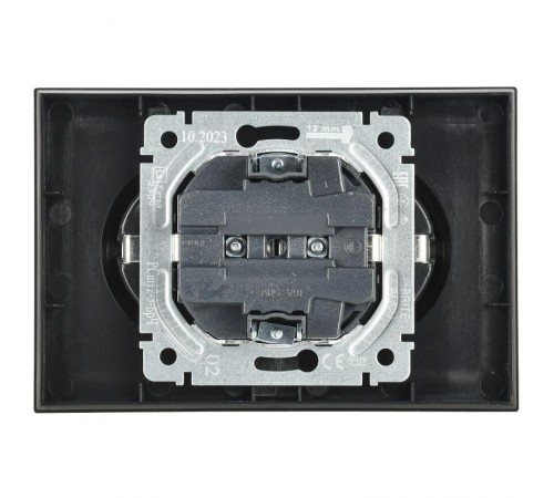 BRITE Розетка 2-ая с заземлением со шторками 16А в сборе РСш12-3-БрЧ черный  BR-R24-16-K02-F  IEK