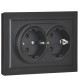 BRITE Розетка 2-ая с заземлением со шторками 16А в сборе РСш12-3-БрЧ черный  BR-R24-16-K02-F  IEK