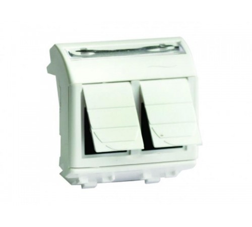 Тел.роз. двойная RJ12 (6P6C, Hyperline, заделка NE-TOOL) Brava, слон.кость, 2мод  75122S  DKC