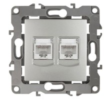 Розетка информационная двойная 12-3108-03  2XRJ45,  алюминий  Б0014731  ЭРА
