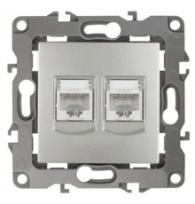 Розетка информационная двойная 12-3108-03  2XRJ45,  алюминий  Б0014731  ЭРА