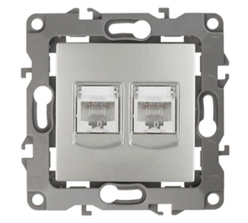 Розетка информационная двойная 12-3108-03  2XRJ45,  алюминий  Б0014731  ЭРА