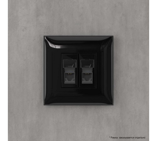 Компьютерная розетка RJ-45 в стену, кат.6А двойная, "Avanti", "Черный квадрат"  4402374  DKC