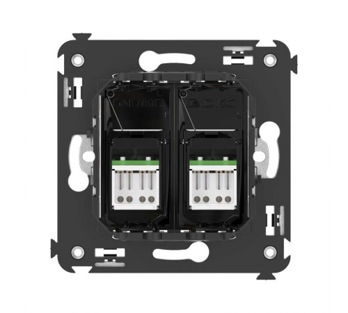 Компьютерная розетка RJ-45 в стену, кат.6А двойная, "Avanti", "Черный квадрат"  4402374  DKC