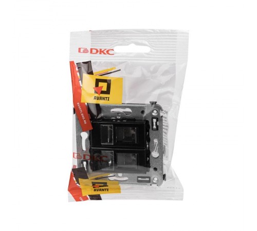 Компьютерная розетка RJ-45 в стену, кат.6А двойная, "Avanti", "Черный квадрат"  4402374  DKC