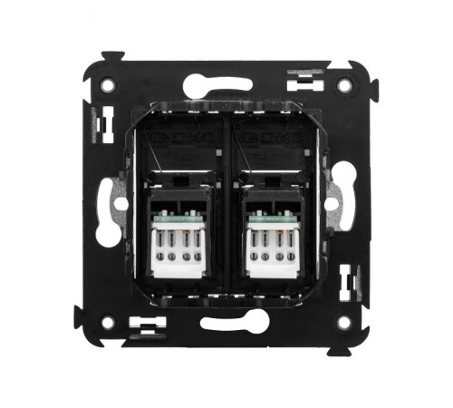 Компьютерная розетка RJ-45 в стену, кат.6А двойная, "Avanti", "Черный квадрат"  4402374  DKC