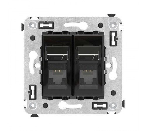 Компьютерная розетка RJ-45 в стену, кат.6А двойная, "Avanti", "Черный квадрат"  4402374  DKC