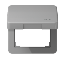 Рамка с подпружиненной крышкой для механизмов 50*50, с символом "Вилка" CD590KLSOCGR Jung