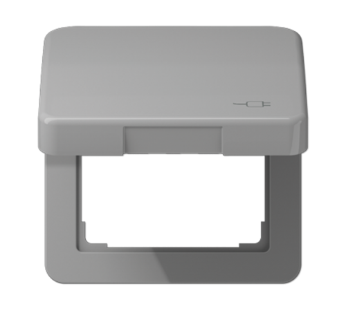 Рамка с подпружиненной крышкой для механизмов 50*50, с символом "Вилка" CD590KLSOCGR Jung