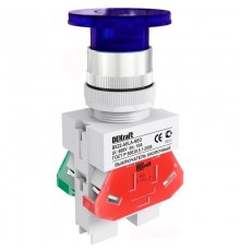 Выкл. кноп. грибок AELA 22 мм Цвет:СИНИЙ неон 220В  25032DEK  DEKraft