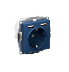 AtlasDesign Аквамарин Розетка 16А c 2 USB A+A, 5В/2,4А, 2х5В/1,2А, механизм  ATN001130  SE