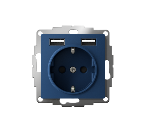 AtlasDesign Аквамарин Розетка 16А c 2 USB A+A, 5В/2,4А, 2х5В/1,2А, механизм  ATN001130  SE