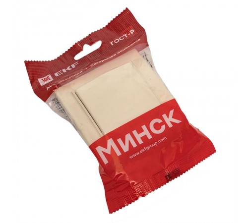 Розетка 1-местная СП с/з Минск с крышкой 16А бежевая с защ. штор. EKFERR16-029-200EKF