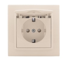Минск Розетка 1-местная СП с/з с крышкой 16А бежевая с защ. штор. IP44   ERR16-029-200-44  EKF