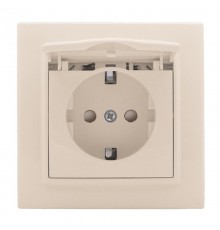 Минск Розетка 1-местная СП с/з с крышкой 16А бежевая с защ. штор. IP44   ERR16-029-200-44  EKF