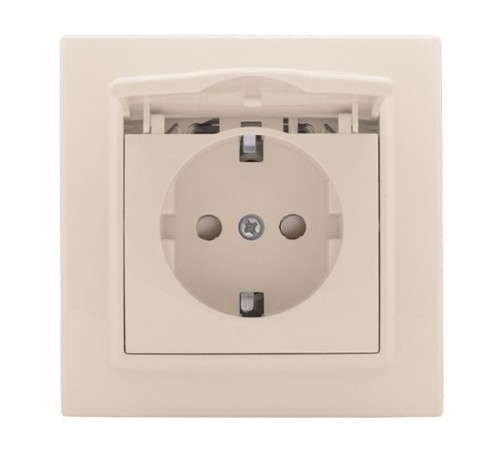 Минск Розетка 1-местная СП с/з с крышкой 16А бежевая с защ. штор. IP44   ERR16-029-200-44  EKF