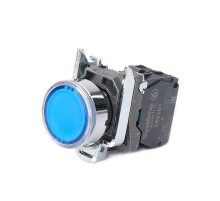 Кнопка SB4 с подсветкой в сборе модульная 22мм синяя металл 24ВDC 1НО  SB4BW36B1  SE