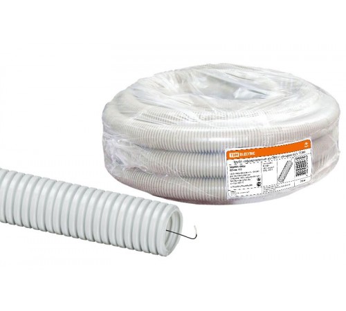 Труба гибкая гофрированная ПВХ 25мм с протяжкой лёгкая (75м)  SQ0401-0003  TDM