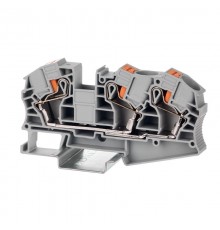 Клемма проходная, зажим push-in, 3 точки подключения, 16 кв.мм, серая  VPR-16-TWIN-GY  DKC
