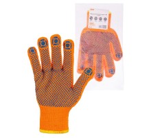 Перчатки плотной вязки акрил с ПВХ, "Точка", оранжевые, 8, 10 кл., 72-75 г, 1 пара,  SQ1016-0216  TDM