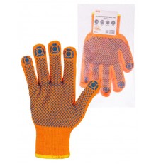 Перчатки плотной вязки акрил с ПВХ, "Точка", оранжевые, 8, 10 кл., 72-75 г, 1 пара,  SQ1016-0216  TDM