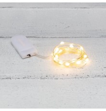 Гирлянда Роса с крупными каплями 2 м, 20 LED, теплое белое свечение, 2хCR2032 в комплекте  302-006  NEON-NIGHT