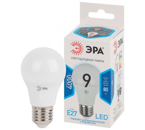 Лампа светодиодная LED A60-9W-840-E27  Б0032247  ЭРА