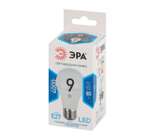 Лампа светодиодная LED A60-9W-840-E27  Б0032247  ЭРА