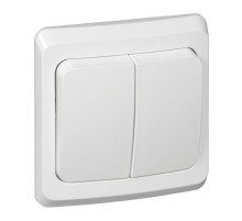 Этюд Белый С/У Выключатель 2-клавишный  BC10-002B  SE
