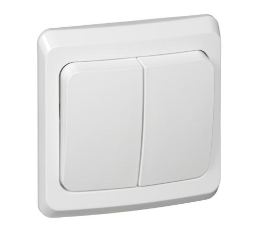 Этюд Белый С/У Выключатель 2-клавишный  BC10-002B  SE