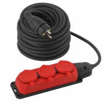 Удлинитель силовой UK-3e-3x1,5-30m-IP44(KG) с заземлением 3 розетки каучук 30м КГ 3х1,5мм2 IP44  Б0057582  ЭРА