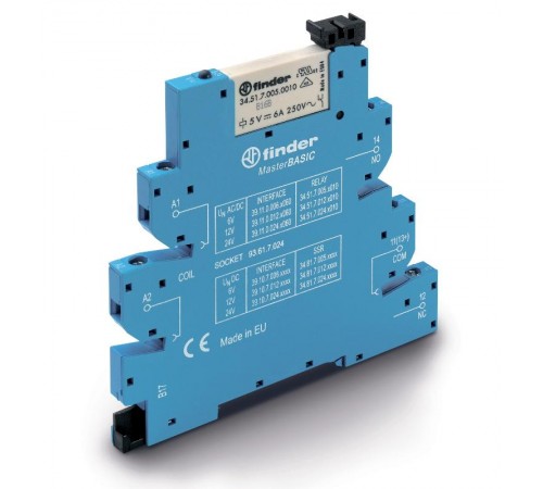 Интерфейсный модуль, электромеханическое реле, серия MasterBASIC; 1CO 6A; контакты AgNi; питание 12В AC/DC  391100120060  Finder