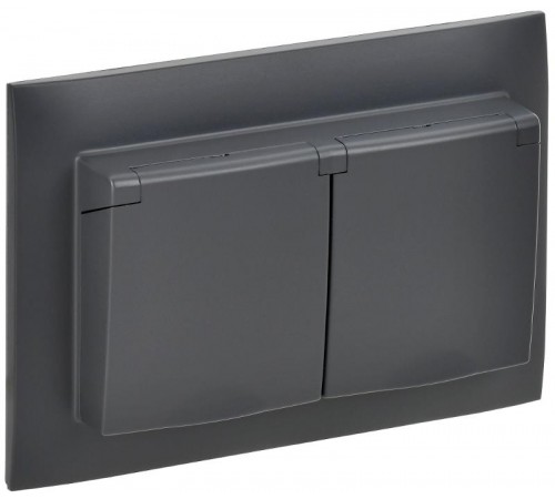 SKANDY Розетка 2-местная с кр. 16А в сб IP44 SK-R12T титан  SK-R26-16-44-K48-F  IEK