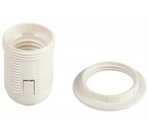 Патрон  Е27 с кольцом пластик белый без наклейки групповая упаковка 50 шт  Б0069199  ЭРА