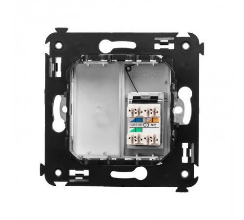 Телефонная розетка RJ-12 в стену, "Avanti", "Закаленная сталь"  4404313  DKC