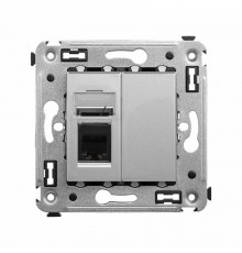 Телефонная розетка RJ-12 в стену, "Avanti", "Закаленная сталь"  4404313  DKC