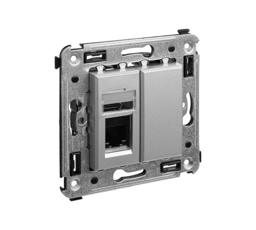 Телефонная розетка RJ-12 в стену, "Avanti", "Закаленная сталь"  4404313  DKC