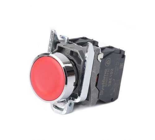 Кнопка SB4 в сборе модульная 22мм красная с возвратом металл 1НО+1НЗ  SB4BA45  SE